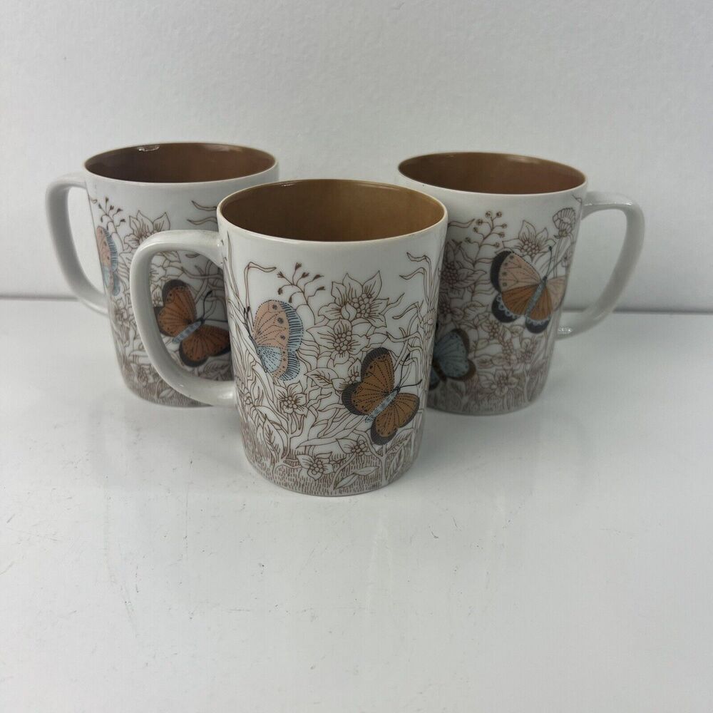 Variations By Fitz And Floyd Butterfly Coffee Cups Set Of 3